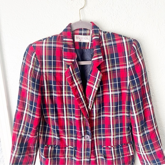 Pendleton Blazer Women's 4P Petite Red Tartan Plaid Preppy Americana Vintage 80s - Picture 3 of 9